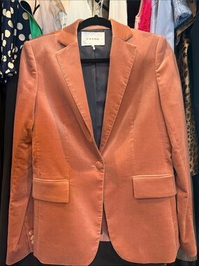FRAME Velvet Blazer in Dusty Rose and Black